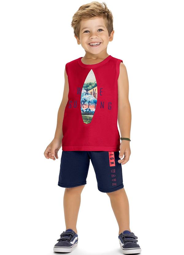 Kyly - Conjunto Infantil Menino Surf Vermelho