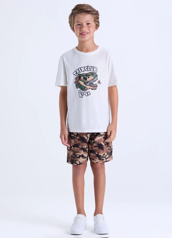 Vida Costeira - Conjunto Infantil Menino T-Rex Club Off White
