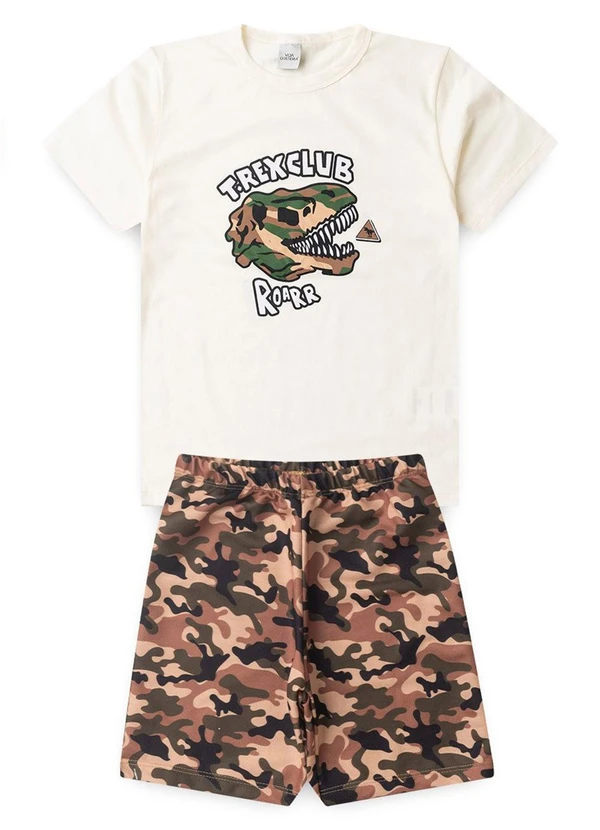 Vida Costeira - Conjunto Infantil Menino T-Rex Club Off White 3