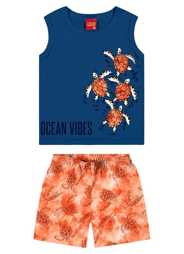 Kyly - Conjunto Infantil Menino Tartaruga Azul Marinho