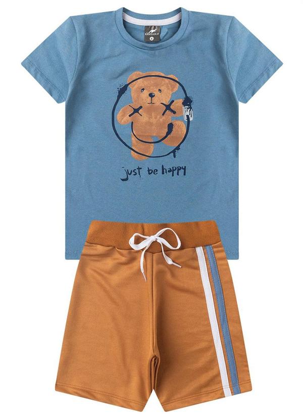 Rosa Azul - Conjunto Infantil Menino Teddy Graffiti Azul