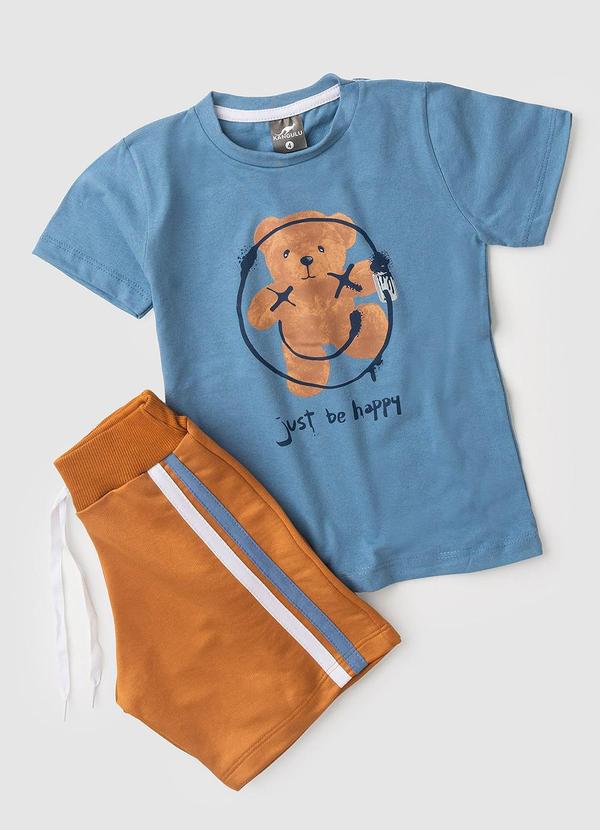 Rosa Azul - Conjunto Infantil Menino Teddy Graffiti Azul 2