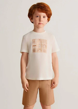 Colorittá - Conjunto Infantil Menino Textura Praia Bege - COLORITTÁ
