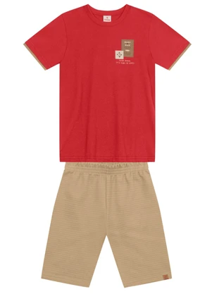 Brandili - Conjunto Infantil Menino Texturizado Vermelho - BRANDILI