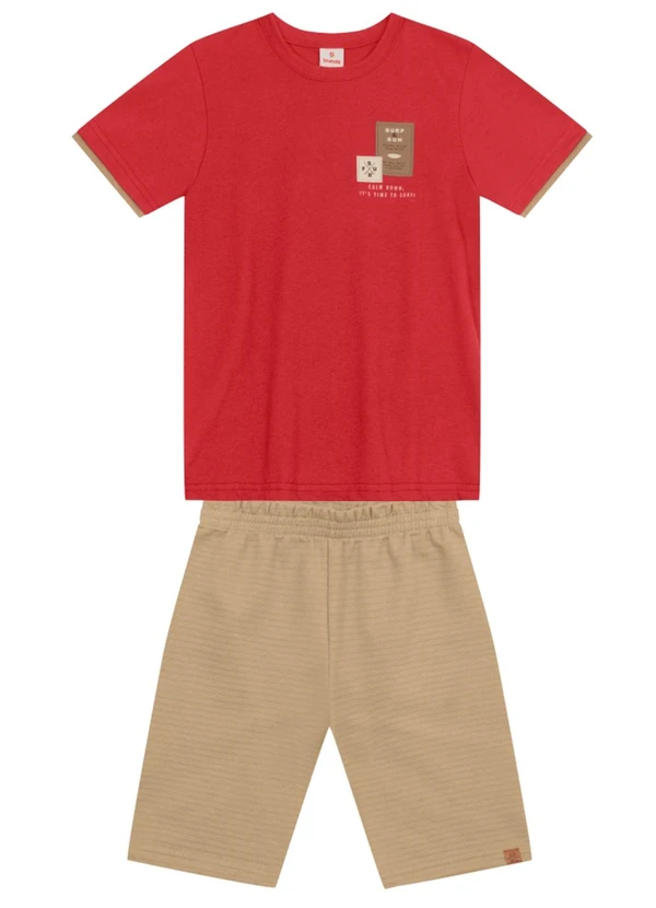Brandili - Conjunto Infantil Menino Texturizado Vermelho 2