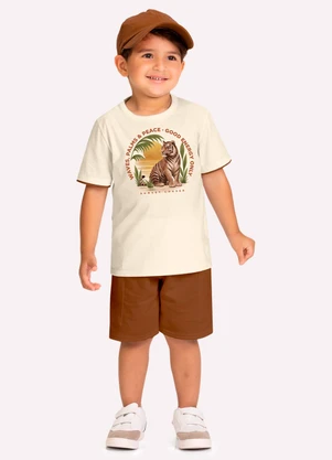 Kyly - Conjunto Infantil Menino Tigre Bege - KYLY