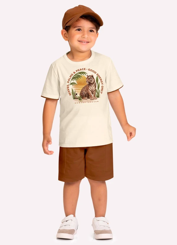 Kyly - Conjunto Infantil Menino Tigre Bege