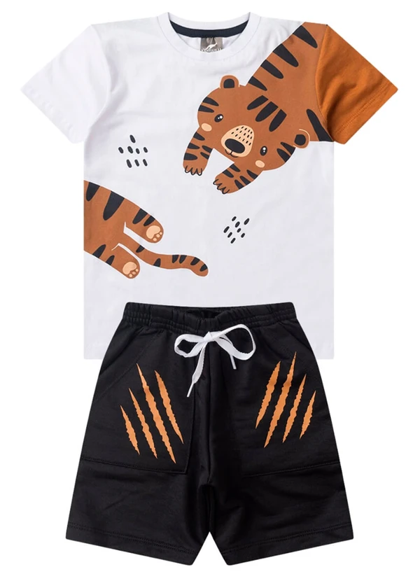 Rosa Azul - Conjunto Infantil Menino Tigre Kangulu Branco 1
