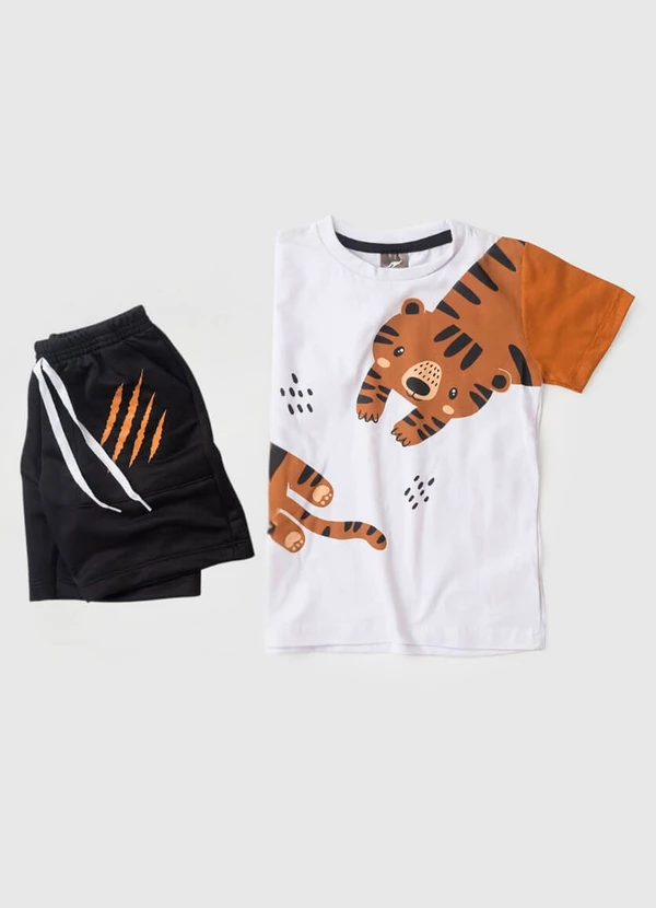 Rosa Azul - Conjunto Infantil Menino Tigre Kangulu Branco 2
