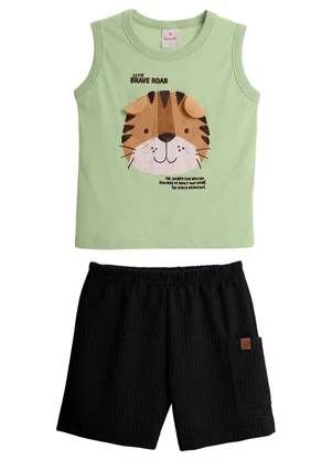 Brandili - Conjunto Infantil Menino Tigre Verde - BRANDILI
