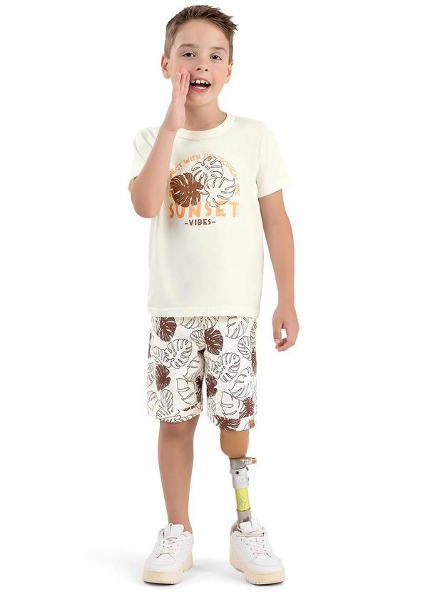 Elian - Conjunto Infantil Menino Tropical Elian Bege