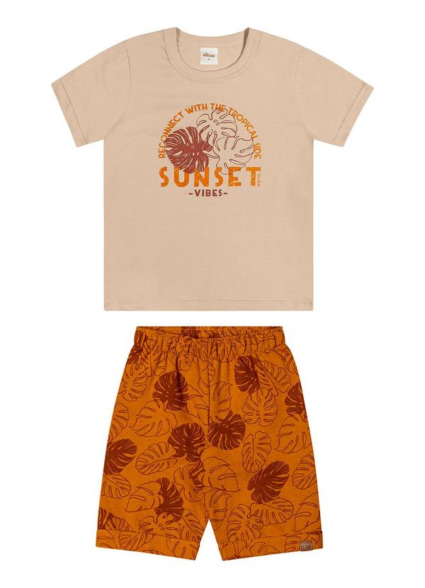 Elian - Conjunto Infantil Menino Tropical Elian Bege