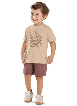 Colorittá - Conjunto Infantil Menino Tropical Puff Marrom - COLORITTÁ