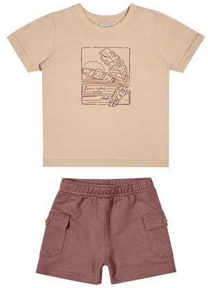 Colorittá - Conjunto Infantil Menino Tropical Puff Marrom - COLORITTÁ