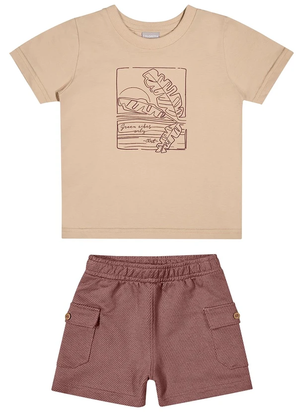 Colorittá - Conjunto Infantil Menino Tropical Puff Marrom 2