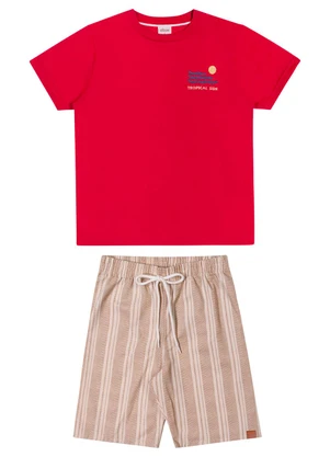 Elian - Conjunto Infantil Menino Tropical Sun Vermelho - ELIAN