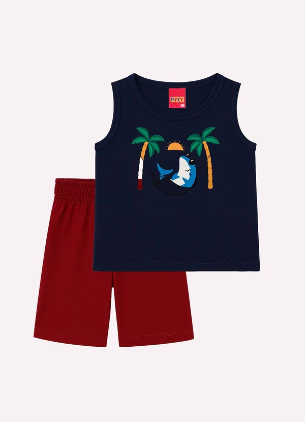 Kyly - Conjunto Infantil Menino Tubarão Azul Marinho