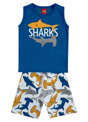 Kyly - Conjunto Infantil Menino Tubarão Azul - KYLY