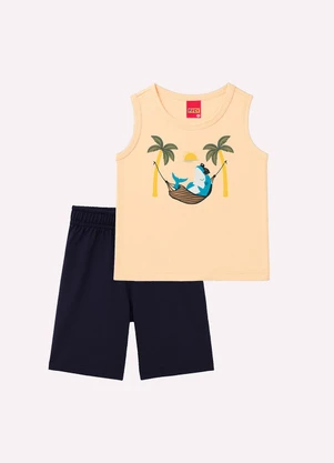 Kyly - Conjunto Infantil Menino Tubarão Bege - KYLY