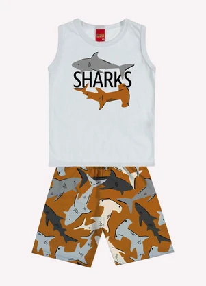 Kyly - Conjunto Infantil Menino Tubarão Branco - KYLY