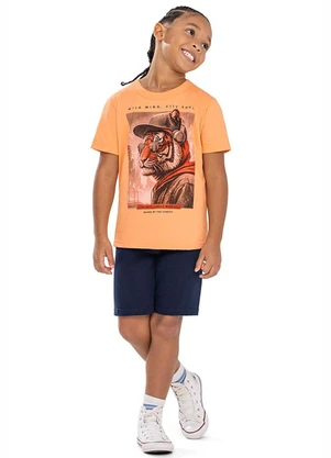 Elian - Conjunto Infantil Menino Urbano Estampado Laranja - ELIAN