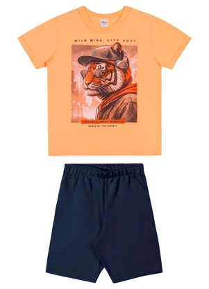 Elian - Conjunto Infantil Menino Urbano Estampado Laranja - ELIAN