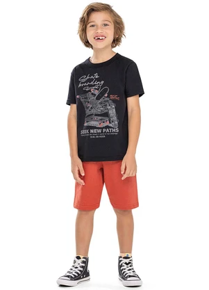 Elian - Conjunto Infantil Menino Urbano Estampado Preto - ELIAN