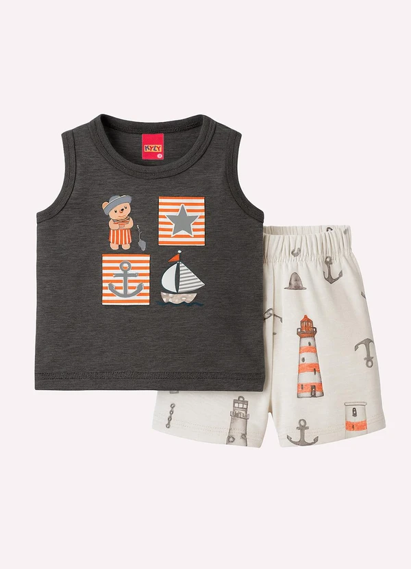 Kyly - Conjunto Infantil Menino Ursinho Cinza