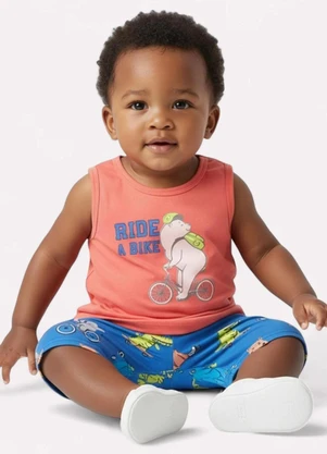 Kyly - Conjunto Infantil Menino Ursinho Laranja - KYLY