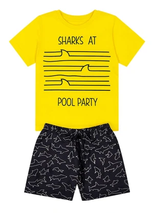 Rosa Azul - Conjunto Infantil Menino Verão Kangulu Amarelo - ROSA AZUL