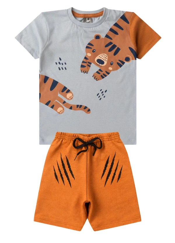 Rosa Azul - Conjunto Infantil Menino Verão Tigre Mescla 1