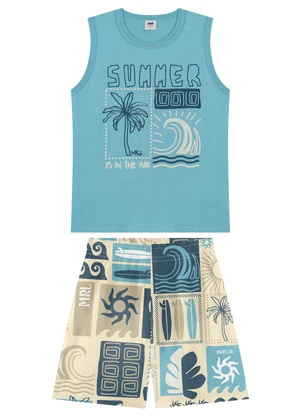 Marlan - Conjunto Infantil Microfibra Menino Azul - MARLAN