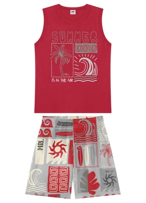Marlan - Conjunto Infantil Microfibra Menino Vermelho - MARLAN