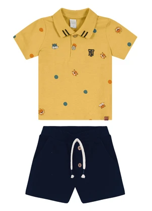 Trick Nick - Conjunto Infantil Polo com Bermuda Amarelo - TRICK NICK