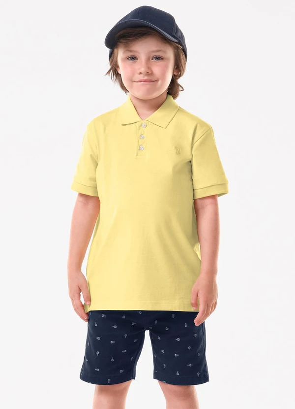 Trick Nick - Conjunto Infantil Polo com Bermuda Amarelo