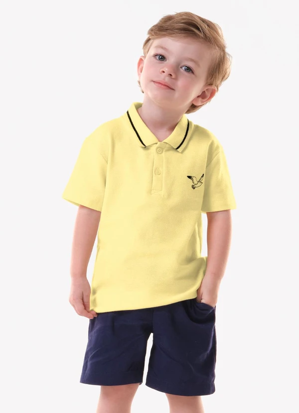 Trick Nick - Conjunto Infantil Polo com Bermuda Amarelo