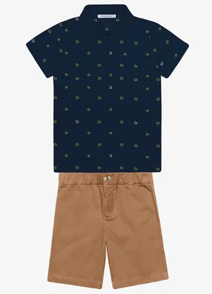 Trick Nick - Conjunto Infantil Polo com Bermuda Azul - TRICK NICK