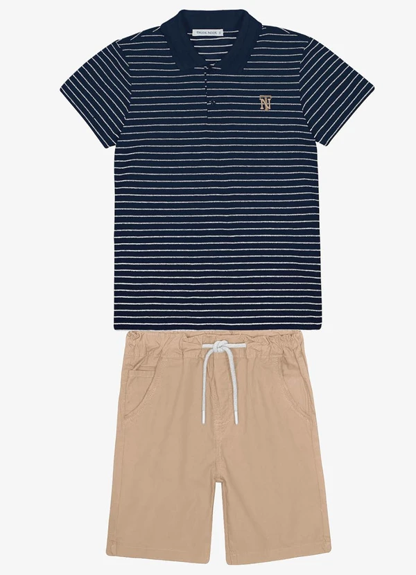 Trick Nick - Conjunto Infantil Polo com Bermuda Azul