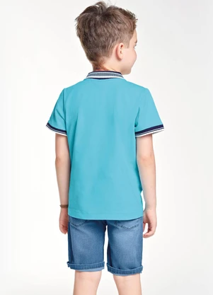Trick Nick - Conjunto Infantil Polo com Bermuda Azul - TRICK NICK