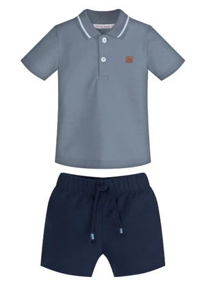 Trick Nick - Conjunto Infantil Polo com Bermuda Azul - TRICK NICK