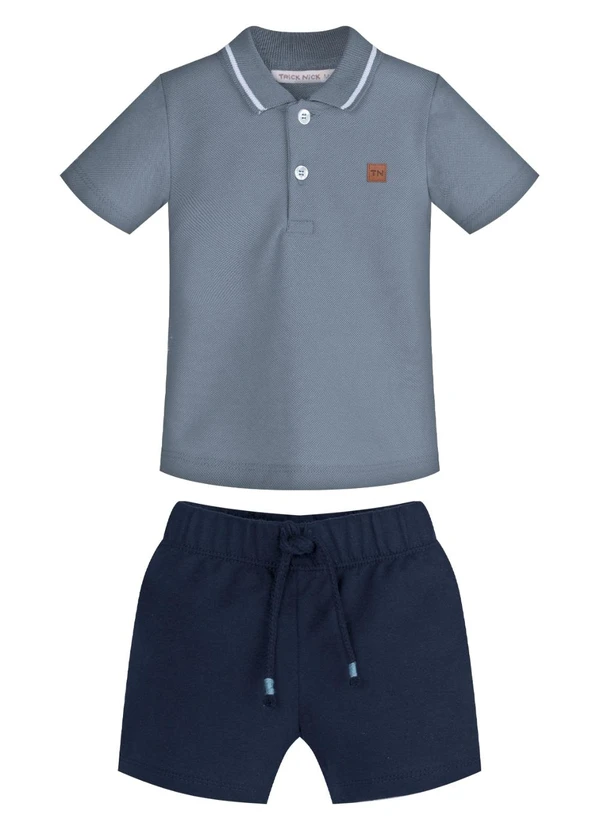 Trick Nick - Conjunto Infantil Polo com Bermuda Azul