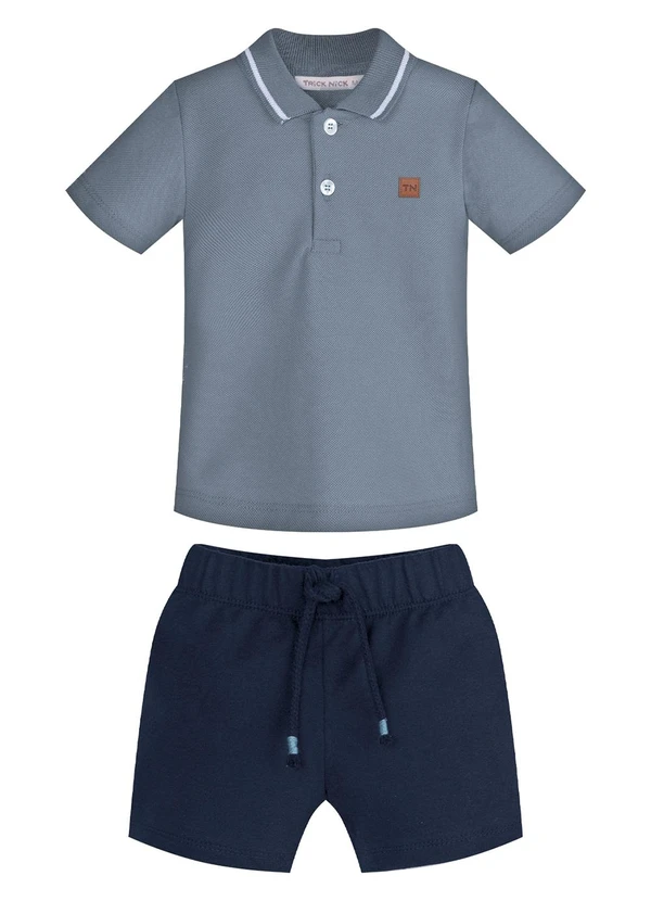 Trick Nick - Conjunto Infantil Polo com Bermuda Azul