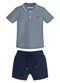 Trick Nick - Conjunto Infantil Polo com Bermuda Bege - variação: Azul