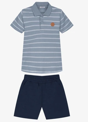 Trick Nick - Conjunto Infantil Polo com Bermuda Azul - TRICK NICK