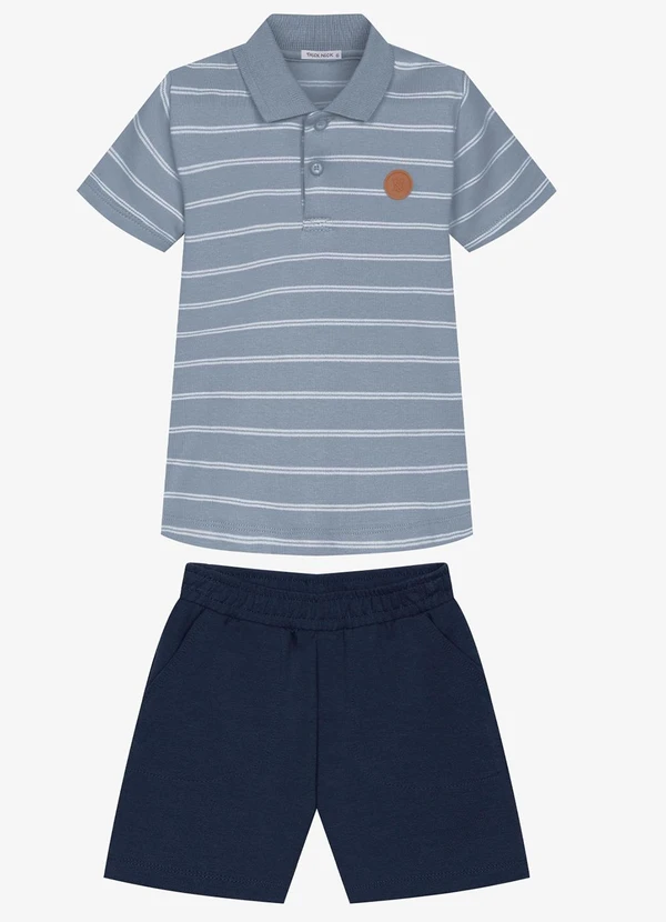 Trick Nick - Conjunto Infantil Polo com Bermuda Azul