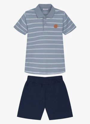 Trick Nick - Conjunto Infantil Polo com Bermuda Azul - TRICK NICK