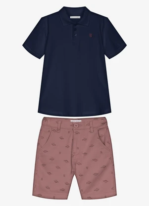 Trick Nick - Conjunto Infantil Polo com Bermuda Azul - TRICK NICK