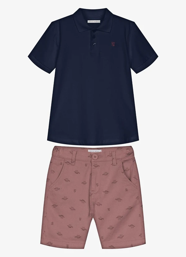 Trick Nick - Conjunto Infantil Polo com Bermuda Azul