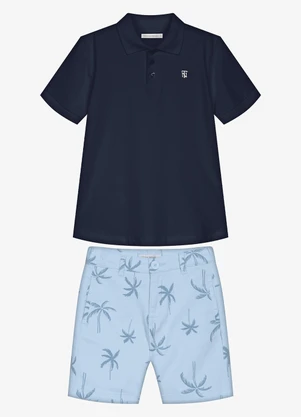 Trick Nick - Conjunto Infantil Polo com Bermuda Azul - TRICK NICK