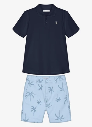 Trick Nick - Conjunto Infantil Polo com Bermuda Azul - TRICK NICK